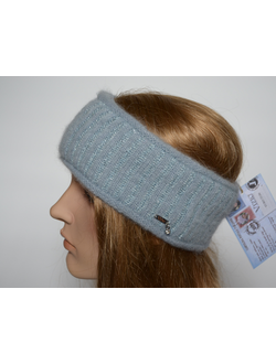 Голубая вязаная повязка женская из мохера и альпака Италия Vizio 6700 F
