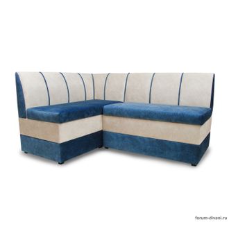 Кухонный Угловой диван "Форум-8" Синий/Слоновая кость Левый