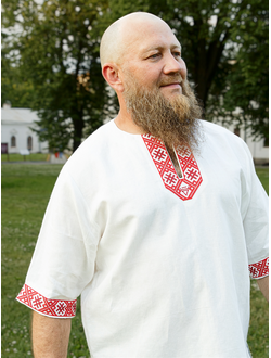 Русская рубаха с коротким рукавом «Велес Одал»