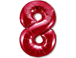 Фольгированная 8 Цифра, 100 см, красная  В НАЛИЧИИ