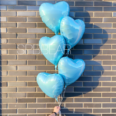 Фольгированные шары Сердца 5 штук голубые