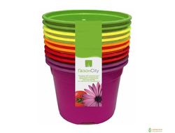 Горшок круглый ДУО 0,48л d10,5см h8см разноцветные упаковка 10шт