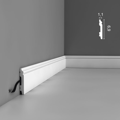 Плинтус ORAC Decor SX165, дюрополимерный, влагостойкий, ударопрочный, под покраску, длина 2 метра