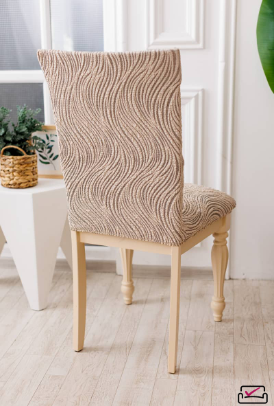 Чехол на стул Жаккард Волна Серый. Россия