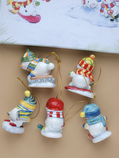 Комплект елочных игрушек "Снеговики-спортсмены"