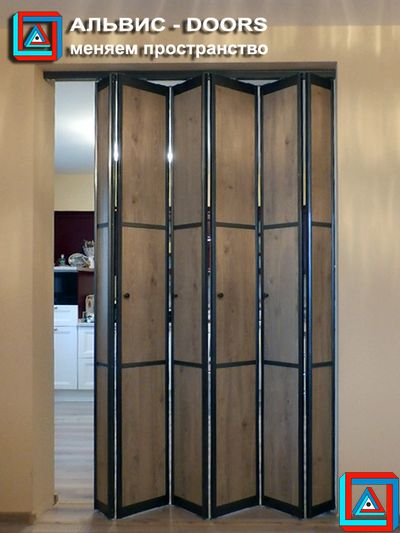 Перегородка-гармошка из 6-ти створок встроенная