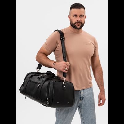 Кожаная дорожная сумка / рюкзак Napoli black 
(арт. 4034-01)