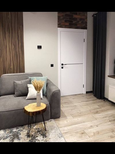 PRESTIGE. МОДЕЛЬ ЛАЙН 1. ГОРИЗОНТАЛЬНАЯ АЛЮМИНИЕВАЯ ВСТАВКА ЧЕРНОГО ЦВЕТА, С ВОЗМОЖНОСТЬЮ УСТАНОВКИ АЛЮМИНИЕВОЙ КРОМКИ ПО ТОРЦАМ ДВЕРНОГО ПОЛОТНА