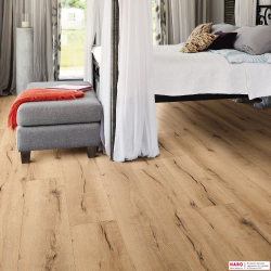 Декор ламината Haro Tritty 100 Gran Via Дуб Италика Кремовый 530693 в интерьере комнаты