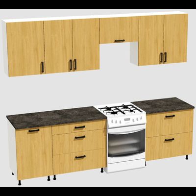 Кухня Эконом 2,1 метра (1300х800) Цвет: Дуб Сонома/Дуб Сонома