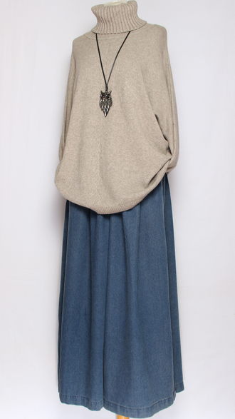 Свитер "ПУГОВИЦЫ СБОКУ И РАЗРЕЗЫ" морская волна, серый   р.46-54