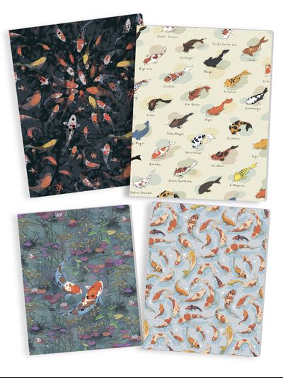 Тетрадь с японскими рыбами 48 листов в клетку для школьников и студентов