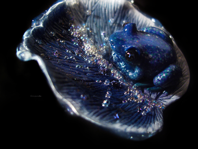 Волшебная брошь с лягушкой "Рассыпая звёздную пыль..."