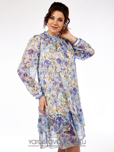 Шифоновое платье А-силуэта с цветочным принтом