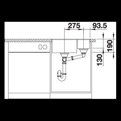Мойка Blanco Subline 340/160-F с отв.арм. InFino, 523568