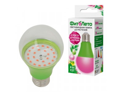 Лампа ФитоЛето для рассады и растений A60 E27 8W 11мкм/с прозр. 60X110 LED-A60-8W/SPSB/E27/CL