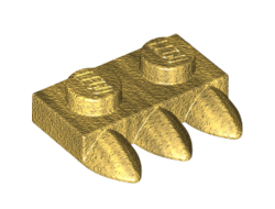 Plate, Modified 1 x 2 with 3 Teeth, Pearl Gold (15208 / 6207764)