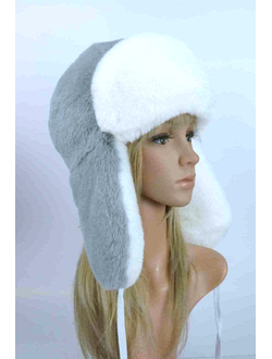 Ушанка "Эскимо" цвет серо-голубой + белый