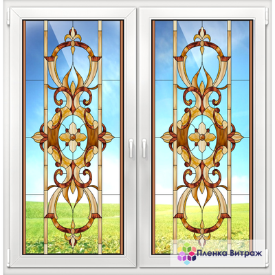 Витражная пленка, витражная пленка самоклеющаяся, пленочный витраж с классическим рисунком