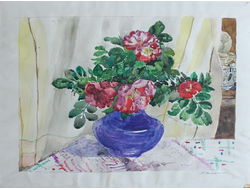 "Цветочный натюрморт" бумага акварель Аккерман Т. 1995 год