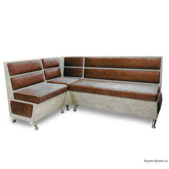 Кухонный Угловой диван "ФОРУМ-1МС", Коричневый/Слоновая кость, Левый