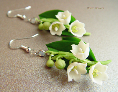 Комплект "Белые ландыши" из полимерной глины