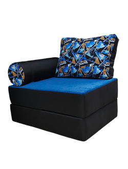 Кресло-кровать 70см, велюр синий/черный