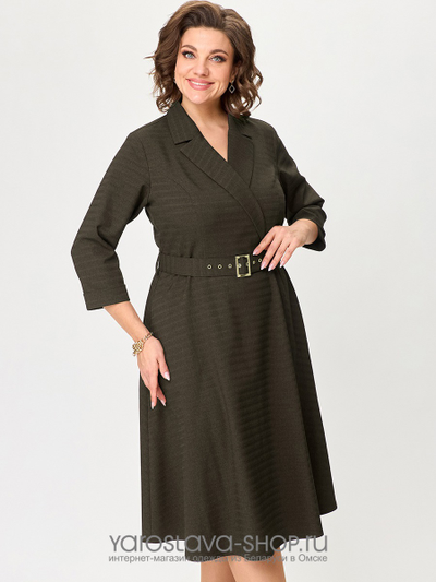 Женское элегантное платье А-силуэта в цвете хаки