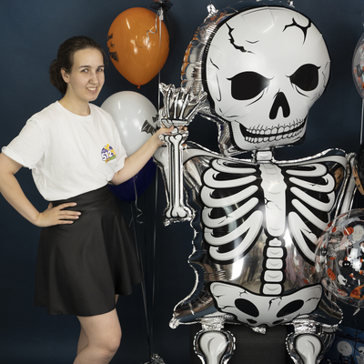 Шар 3D (103''/262 см) Фигура, Скелет XXL (сидячий), Белый