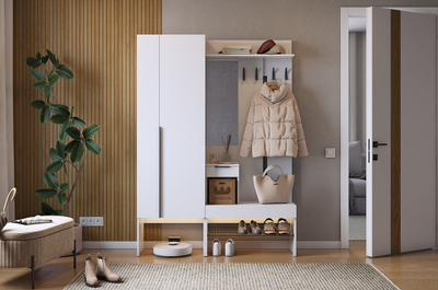 Композиция прихожей БАСКО Белое дерево