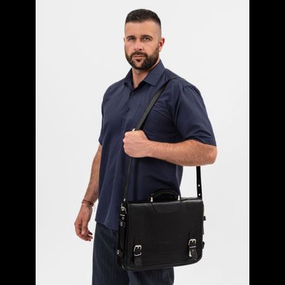 Кожаный портфель Realdo black (арт. 2017-01)