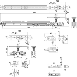 Комплект Armadillo (Армадилло) для раздвижных дверей Comfort - PRO SET 3 /soft close+roller/ 80 (CFA170B)