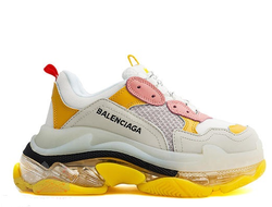 Кроссовки Balenciaga Triple S мульти желтые с белым с прозрачной подошвой