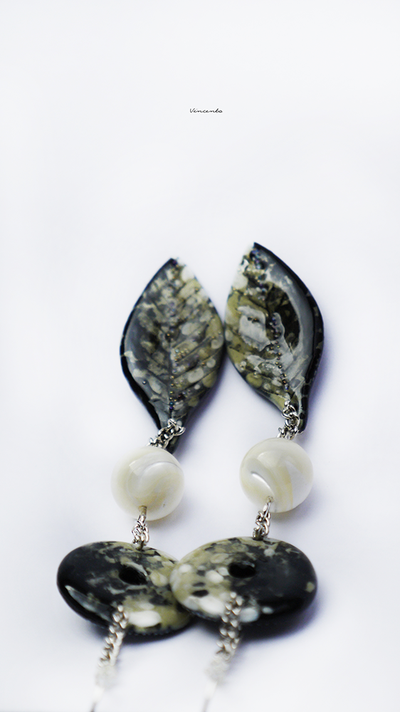 "Русалочья роща", длинные серьги с перламутром в стиле бохо-шик