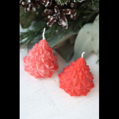 Свеча "Ёлка хрусталь" Алый с блёстками