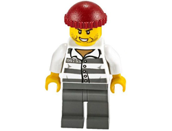 Police - Jail Prisoner 86753 Prison Stripes, Dark Red Knit Cap, Scar, and Stubble, n/a (cty1159)