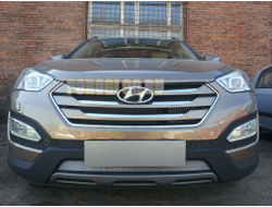 Защита радиатора Hyundai Santa Fe 2012-2015 chrome