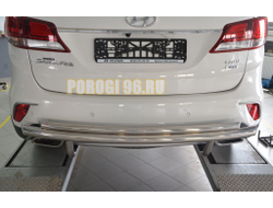Защита заднего бампера двойная d60/42 для Hyundai Santa Fe Santa Fe GRAND 2018-