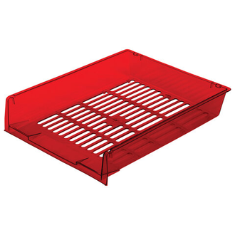 Лотки горизонтальные для бумаг, КОМПЛЕКТ 3 шт., 340х270х70 мм, тонированный красный, BRAUBERG "Office", 237260