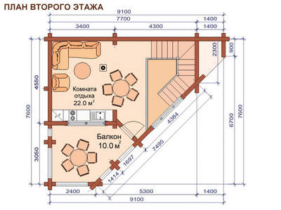 Дом-баня из бревна ДБ-07, площадь 80 м2