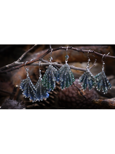Серьги-крылья с капельками "Тайна Хрустального Леса", романтичный подарок девушке