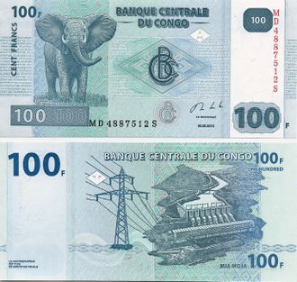 Конго 100 франков 2013 г.