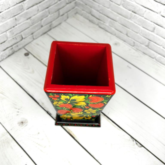 Карандашница 110*70 мм с росписью Хохлома (авторская роспись)