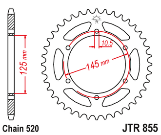Звезда ведомая (45 зуб.) RK B4011-45 (Аналог: JTR855.45) для мотоциклов Yamaha