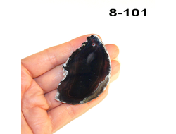 Агат натуральный (срез) черный №8-101: с отв. - 21,1г - 62*40*5мм
