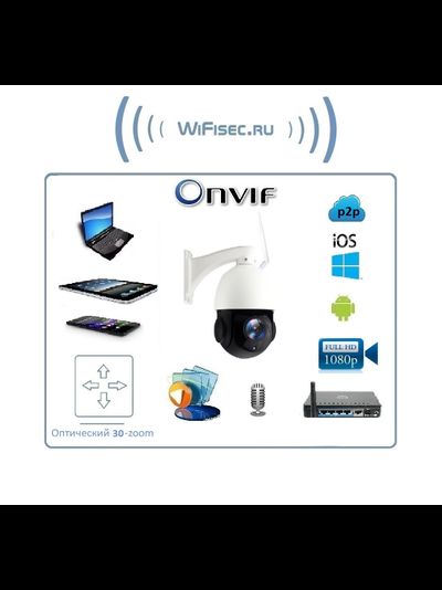 Уличная моторизированная WiFi/LAN телекамера с 30-ти кратным оптическим увеличением, с встроенным видеорегистратором (DVR), Full HD 2MP (CamHi)