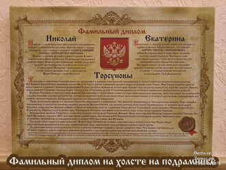 Свадебный диплом Винтаж семейный: 2 имени и фамилия