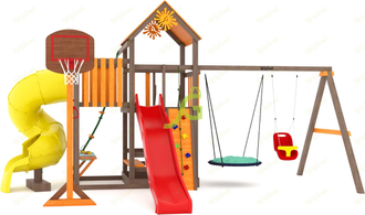 Детская площадка IgraGrad Панда Фани с балконом и трубой