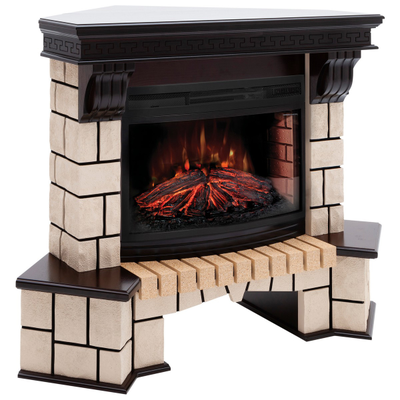 Угловой электрический камин Stone AO с очагом FireField 25