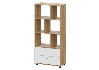 Милан Стеллаж Дуб Золотой/Белый Матовый